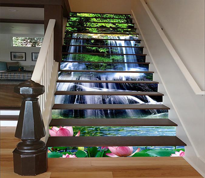 3D Clear River Waterfalls 1355 Stair Risers Wallpaper AJ Wallpaper 