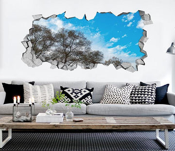 3D Trees Blue Sky 139 Broken Wall Murals Wallpaper AJ Wallpaper 