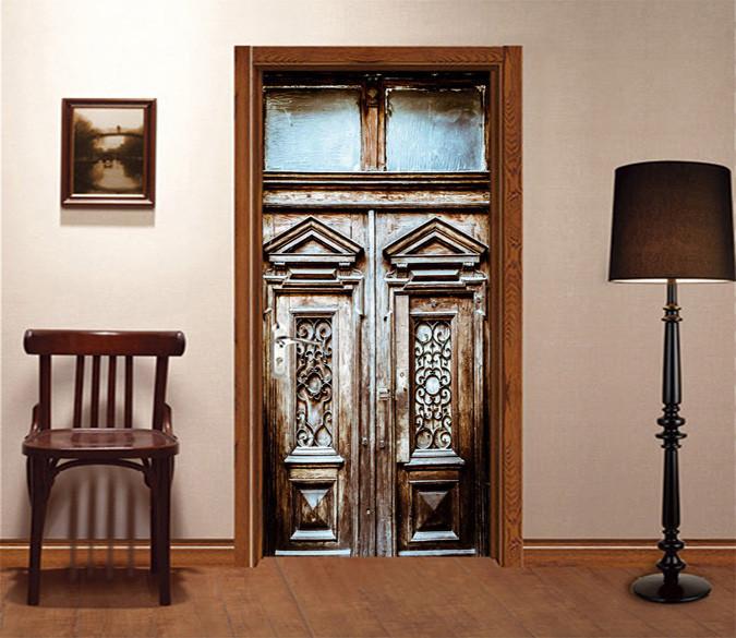 3D Wood Carvings 11 Door Mural Wallpaper AJ Wallpaper 