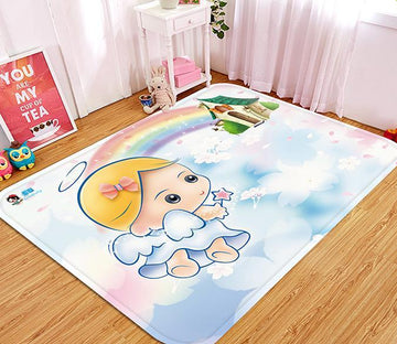 3D Lovely Angel Rainbow House 34 Non Slip Rug Mat Mat AJ Creativity Home 