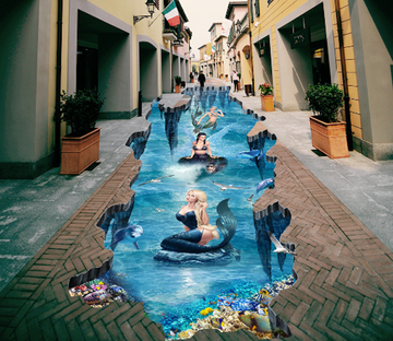 3D Elegant Mermaids Floor Mural Wallpaper AJ Wallpaper 2 
