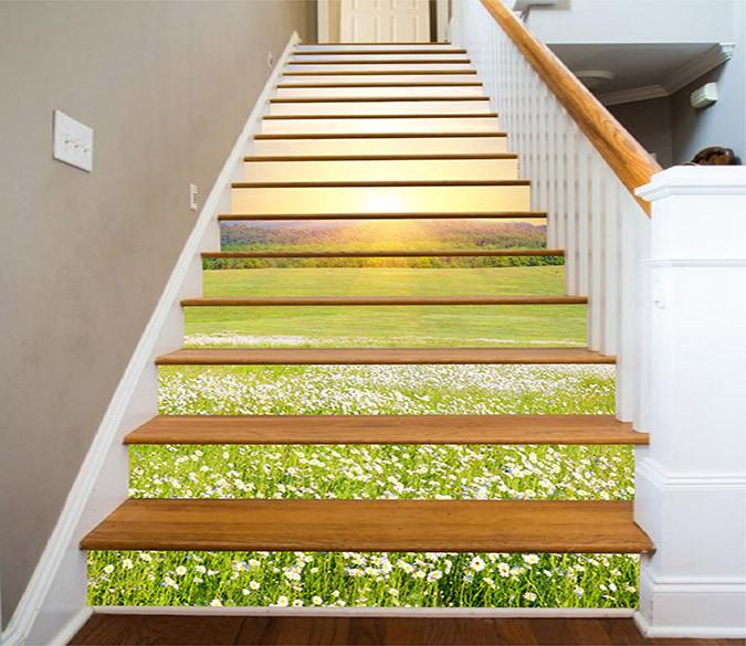 3D Grassland Flowers 1181 Stair Risers Wallpaper AJ Wallpaper 