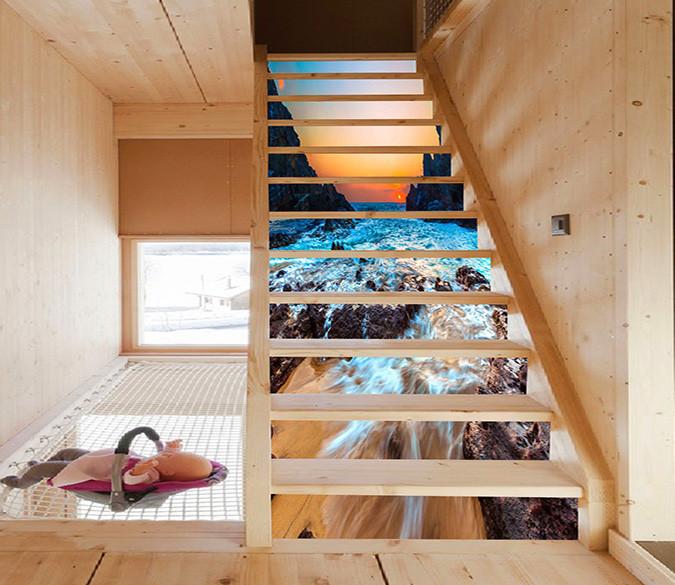 3D Sea Bay Sunset 935 Stair Risers Wallpaper AJ Wallpaper 