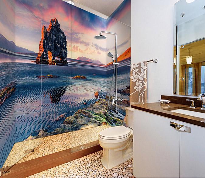 3D Lake Stone Mountain 41 Bathroom Wallpaper Wallpaper AJ Wallpaper 