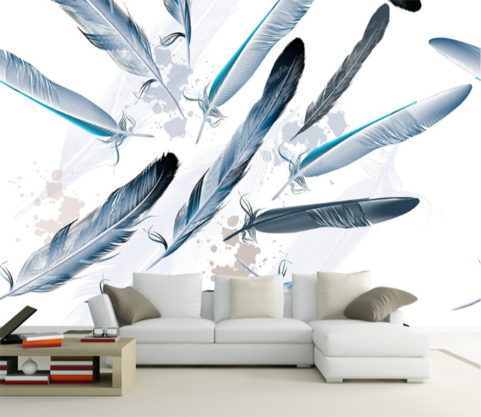 3D Blue Feather 027 Wallpaper AJ Wallpaper 
