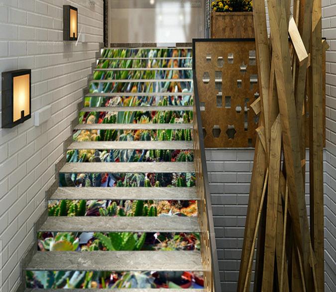 3D Prickly Plants 120 Stair Risers Wallpaper AJ Wallpaper 