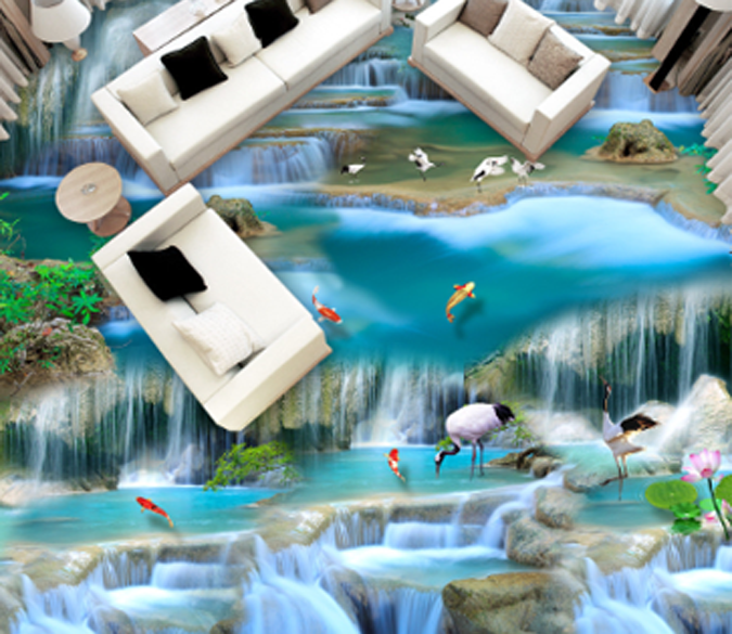 3D Flowing River Floor Mural Wallpaper AJ Wallpaper 2 