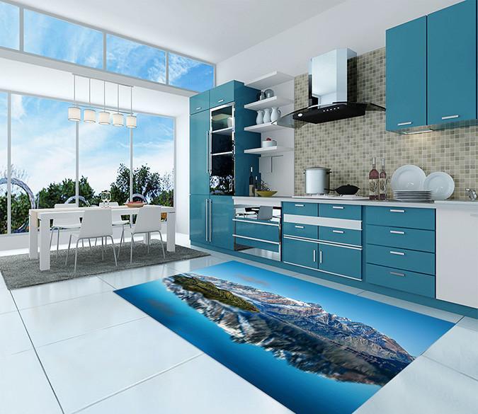 3D Calm Lake Mountain Kitchen Mat Floor Mural Wallpaper AJ Wallpaper 