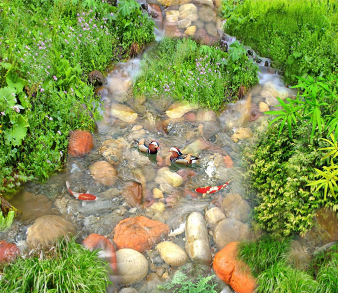 3D Stream Animals Floor Mural Wallpaper AJ Wallpaper 2 