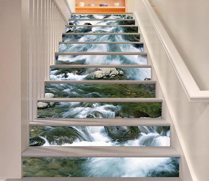 3D River Current 1427 Stair Risers Wallpaper AJ Wallpaper 