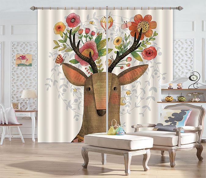 3D Flowering Animal 644 Curtains Drapes Wallpaper AJ Wallpaper 