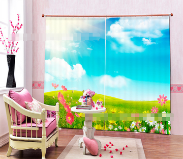 3D Grassland Flowers 2056 Curtains Drapes Wallpaper AJ Wallpaper 