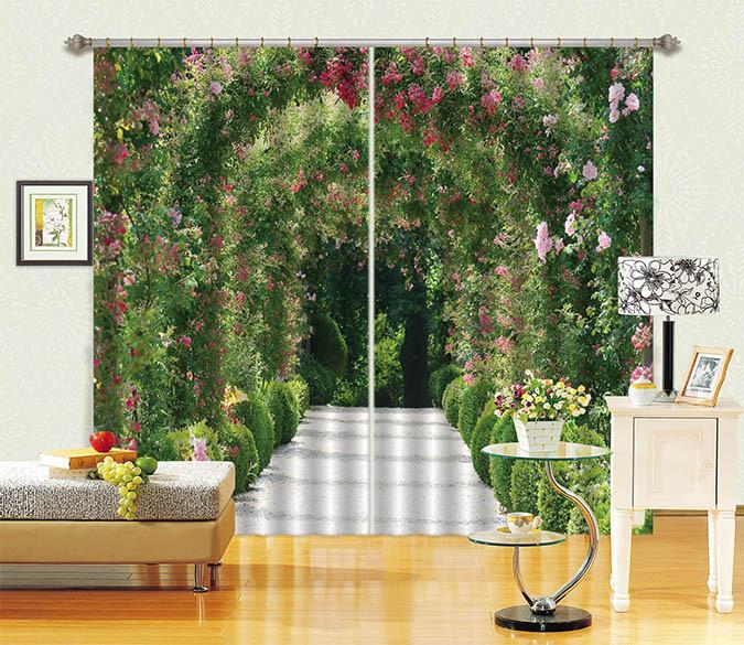3D Road Flowers Arches 694 Curtains Drapes Wallpaper AJ Wallpaper 