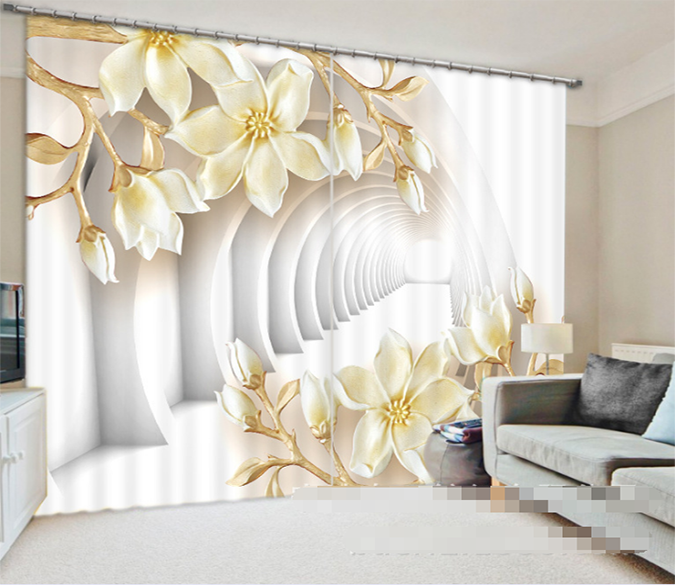 3D Corridor Flowers 947 Curtains Drapes Wallpaper AJ Wallpaper 