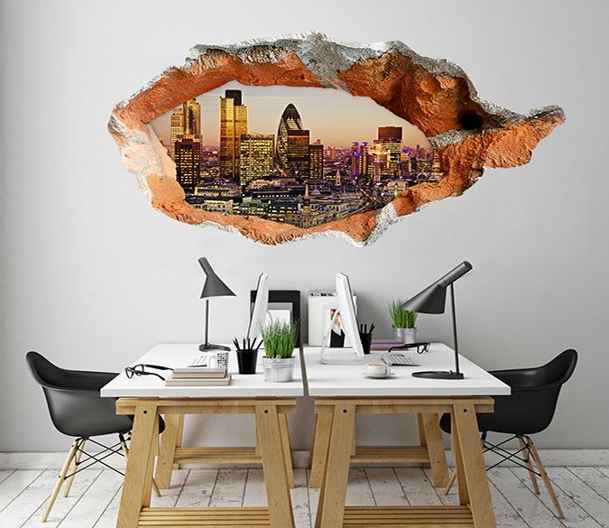 3D London Sunset Scenery 388 Broken Wall Murals Wallpaper AJ Wallpaper 