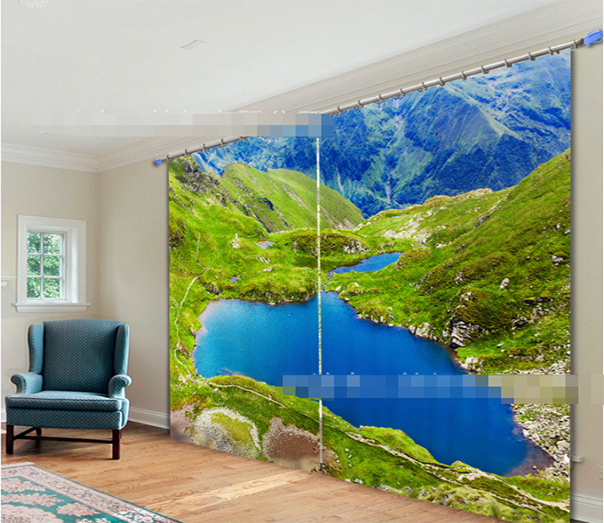 3D Mountain Valley Lakes 2153 Curtains Drapes Wallpaper AJ Wallpaper 