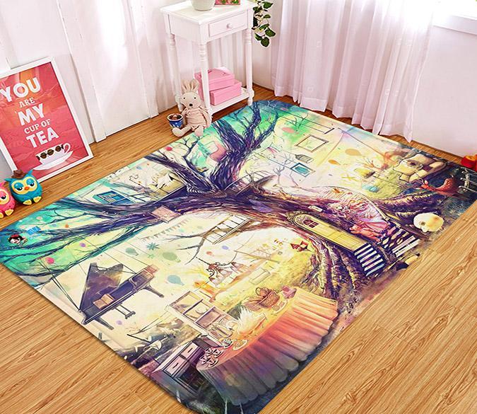 3D Lovely Tree House 14 Non Slip Rug Mat Mat AJ Creativity Home 