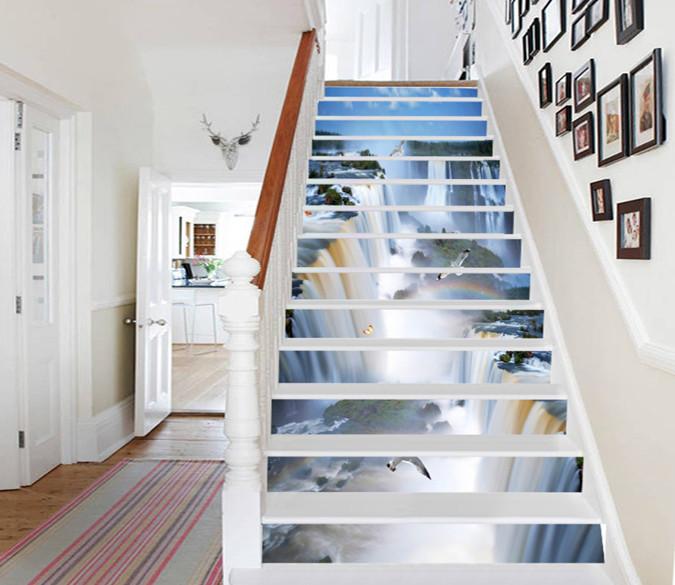 3D Beautiful Waterfalls Scenery 672 Stair Risers Wallpaper AJ Wallpaper 