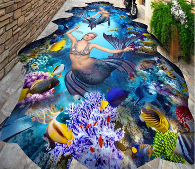 3D Graceful Mermaids Floor Mural Wallpaper AJ Wallpaper 2 