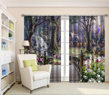 3D Forest Elf Cottage 2306 Curtains Drapes Wallpaper AJ Wallpaper 