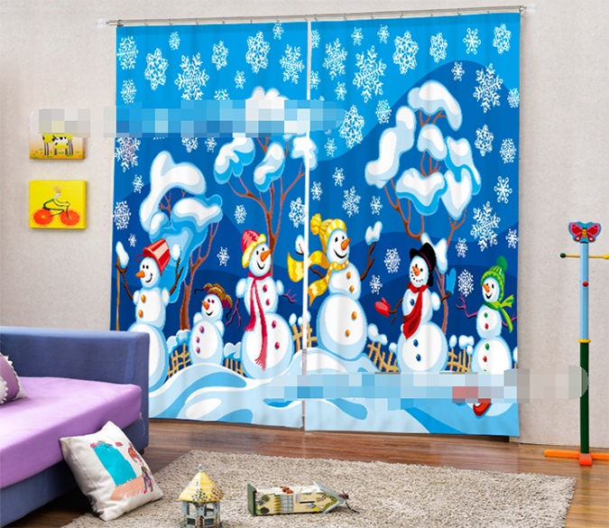 3D Snowman 1360 Curtains Drapes Wallpaper AJ Wallpaper 