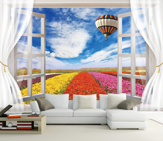 Window Colorful Flowers Wallpaper AJ Wallpaper 