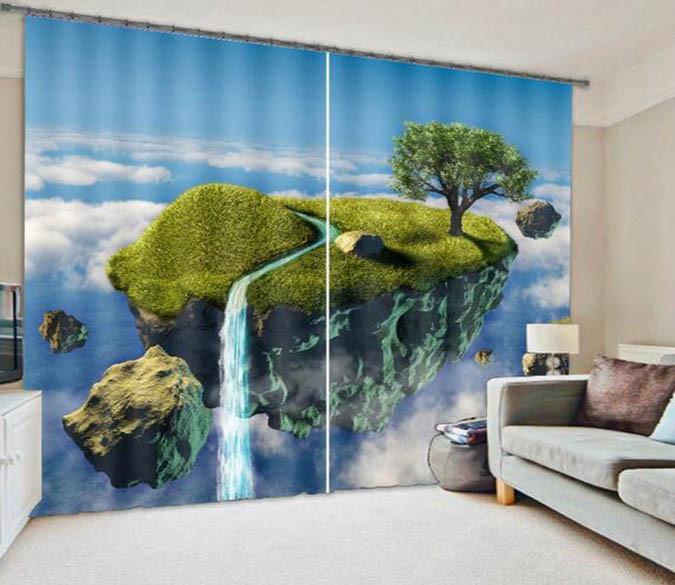 3D Sky Floating Islands 846 Curtains Drapes Wallpaper AJ Wallpaper 