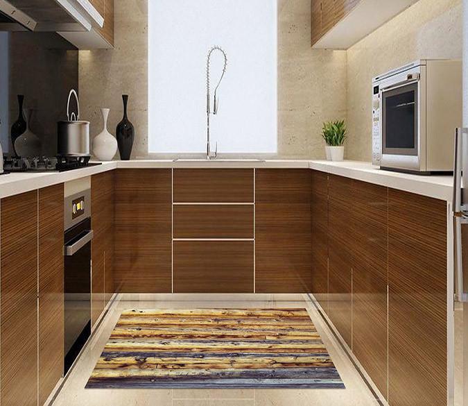 3D Wooden Planks Kitchen Mat Floor Mural Wallpaper AJ Wallpaper 