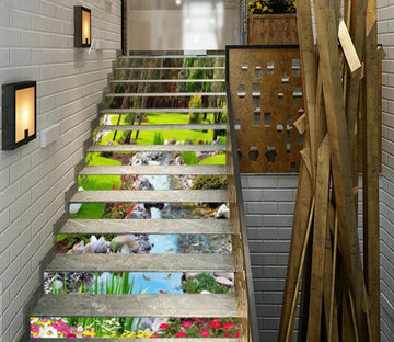 3D Grassland River 406 Stair Risers Wallpaper AJ Wallpaper 