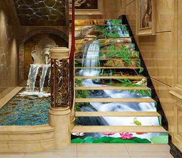 3D River Waterfalls Bamboos 1362 Stair Risers Wallpaper AJ Wallpaper 