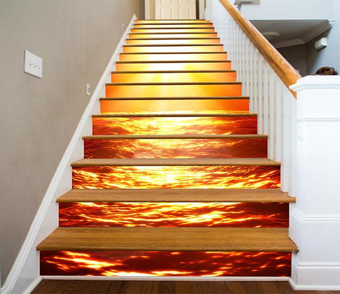 3D Turbulent Sea Bright Sun 889 Stair Risers Wallpaper AJ Wallpaper 