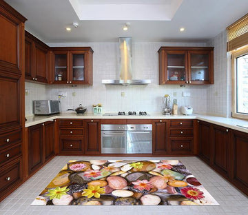 3D Wet Stones Flowers 152 Kitchen Mat Floor Mural Wallpaper AJ Wallpaper 