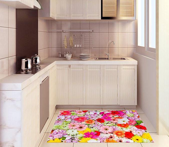 3D Beautiful Flowers Wall 057 Kitchen Mat Floor Mural Wallpaper AJ Wallpaper 