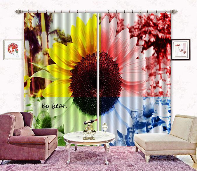 3D Color Sunflower 275 Curtains Drapes Wallpaper AJ Wallpaper 