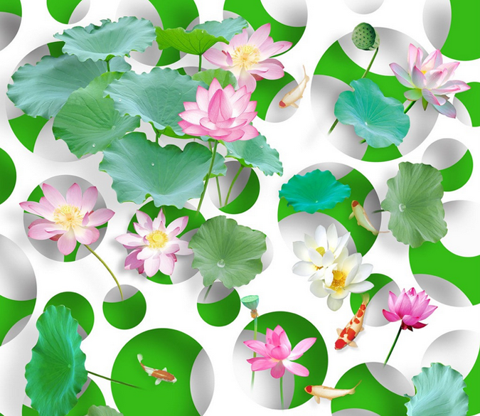 3D Fresh Lotus Floor Mural Wallpaper AJ Wallpaper 2 