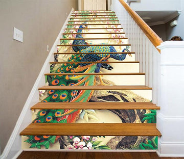 3D Tree Peacocks 765 Stair Risers Wallpaper AJ Wallpaper 