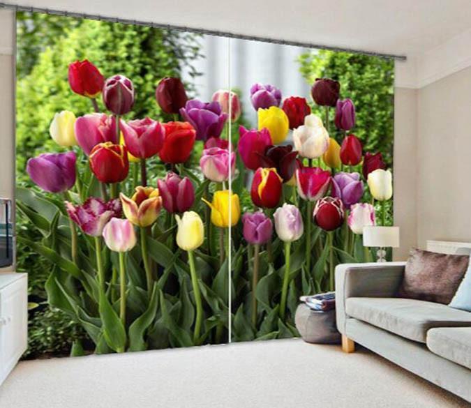 3D Tulip Flowers 845 Curtains Drapes Wallpaper AJ Wallpaper 