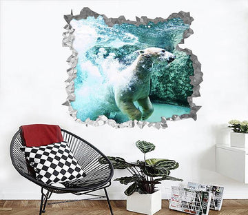 3D Swimming Animal 231 Broken Wall Murals Wallpaper AJ Wallpaper 