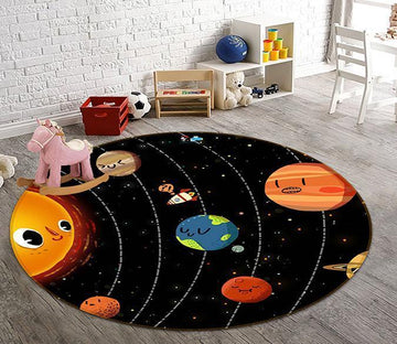 3D Lovely Planets 69 Round Non Slip Rug Mat Mat AJ Creativity Home 