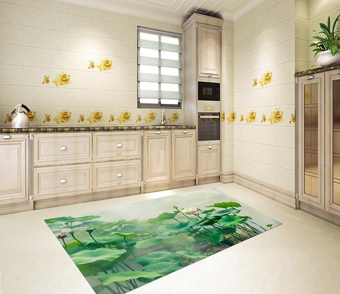3D Misty Lotus Flowers 53 Kitchen Mat Floor Mural Wallpaper AJ Wallpaper 
