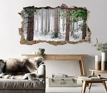 3D Snowing Forest 121 Broken Wall Murals Wallpaper AJ Wallpaper 
