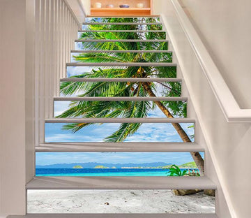 3D Beach Coconut Trees 1026 Stair Risers Wallpaper AJ Wallpaper 