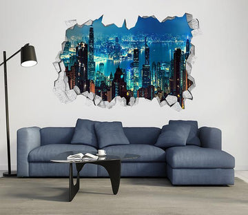 3D Pretty City Night View 120 Broken Wall Murals Wallpaper AJ Wallpaper 