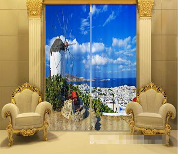 3D Santorini Island Scenery 1205 Curtains Drapes Wallpaper AJ Wallpaper 