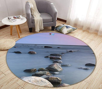 3D Sea Stones 135 Round Non Slip Rug Mat Mat AJ Creativity Home 