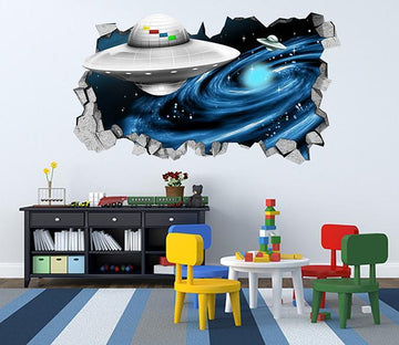 3D Space UFO 106 Broken Wall Murals Wallpaper AJ Wallpaper 