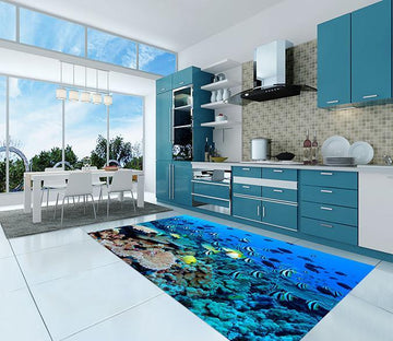 3D Ocean Striped Fishes 645 Kitchen Mat Floor Mural Wallpaper AJ Wallpaper 