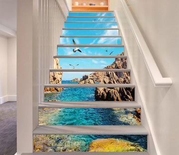 3D Sea Bay Scenery 793 Stair Risers Wallpaper AJ Wallpaper 