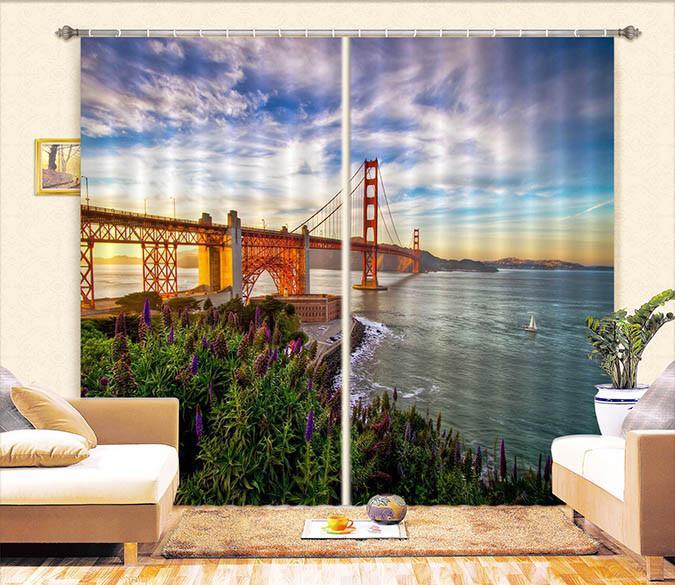 3D Golden Gate Bridge 442 Beach Curtains Drapes Wallpaper AJ Wallpaper 