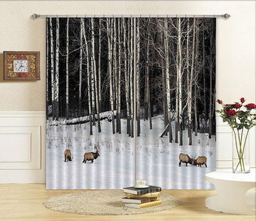 3D Snow Forest Animals 550 Curtains Drapes Wallpaper AJ Wallpaper 